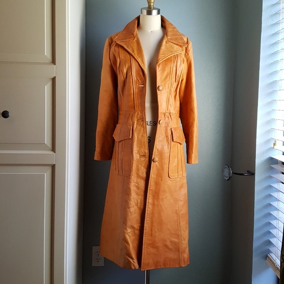 Vintage Jackets & Blazers - Vintage 1970's Leather Duster Trench Coat